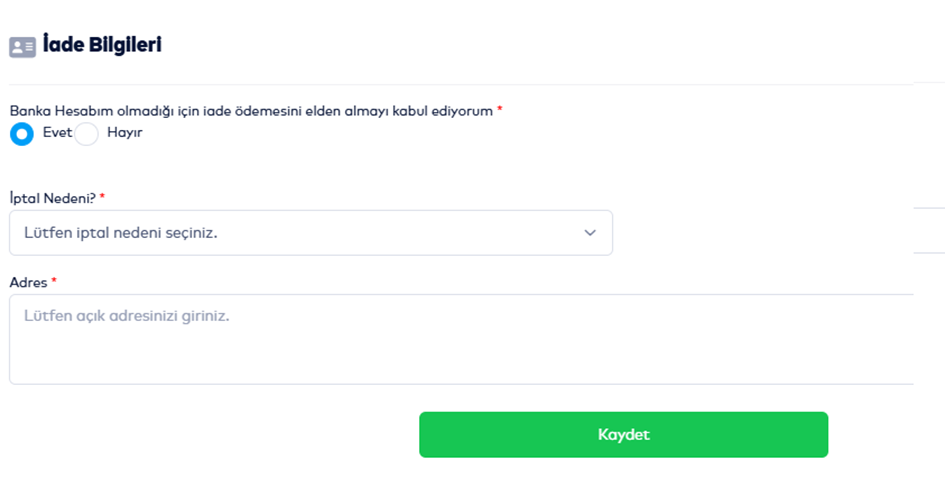 Elden Teslim Seçeneği