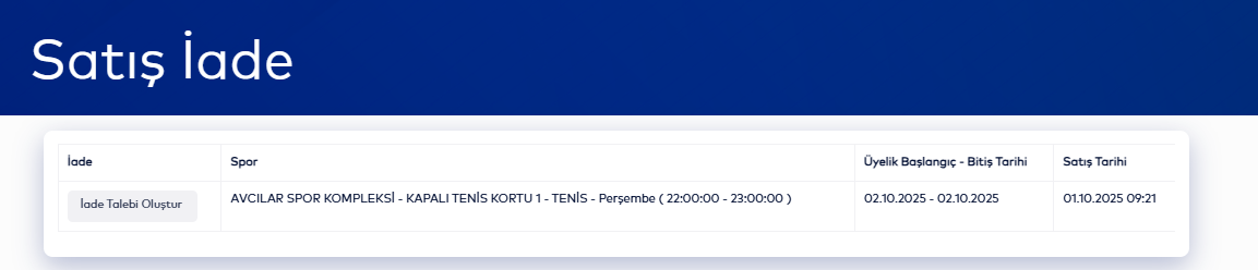 Seans Seçim Listesi
